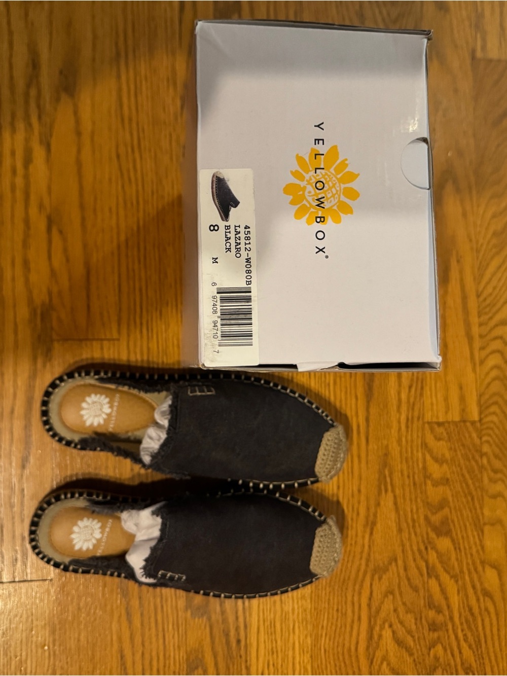 Yellow Box Black Espadrille Slip-On Mules